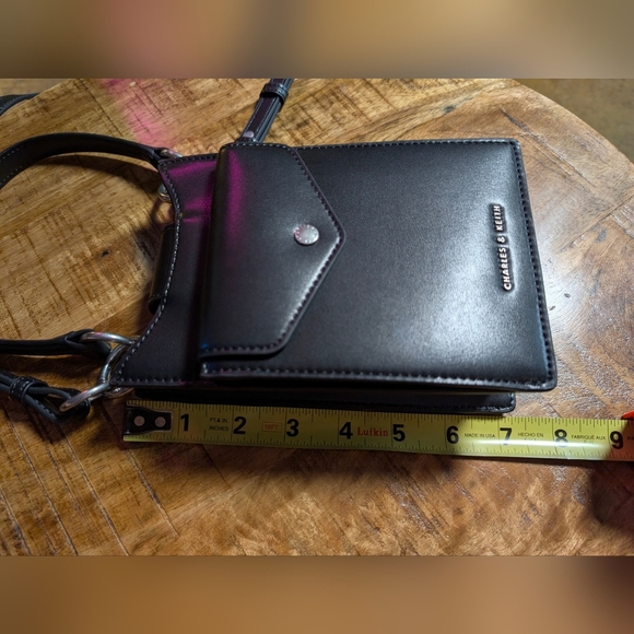 Black Charles & Keith Winslet Belted Phone Pouch Purse Mini Bag - Picture 11 of 14